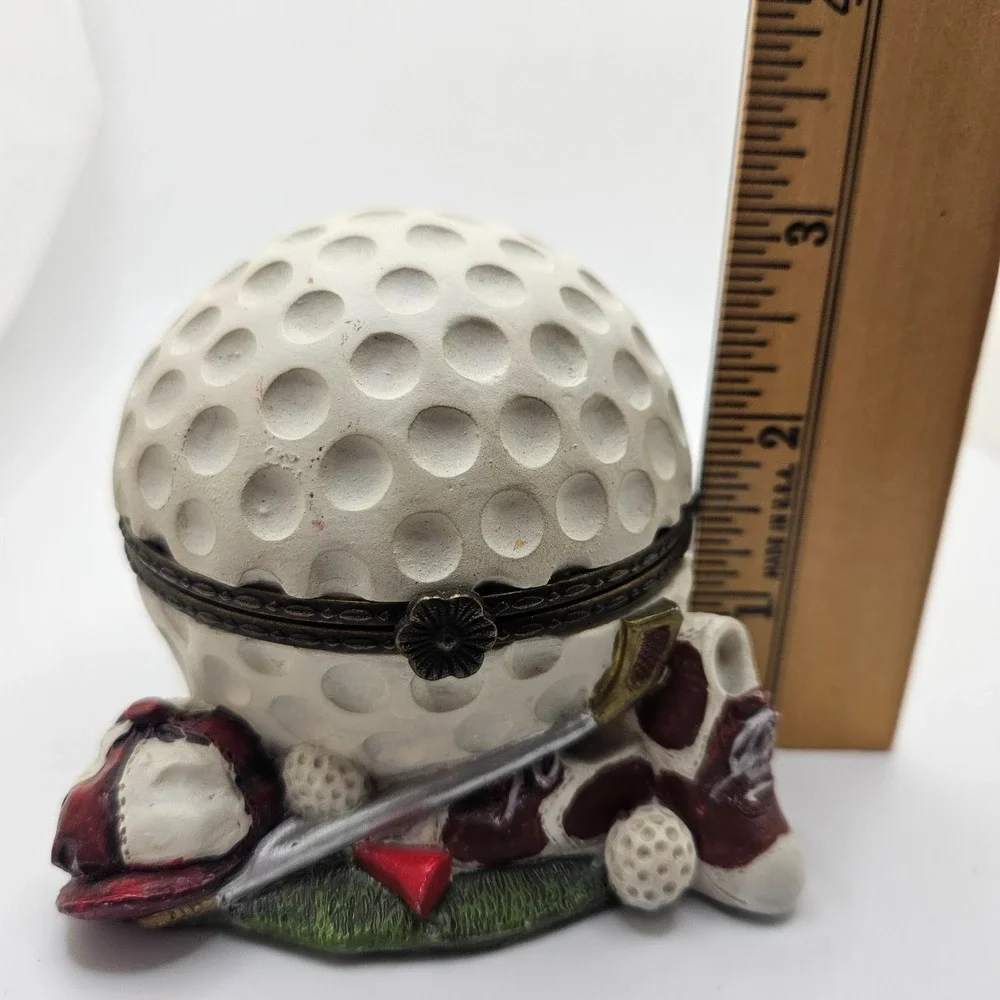 Golf‎ Ball Trinket Box Hinged Keepsake Holder Golfer Gift Decor